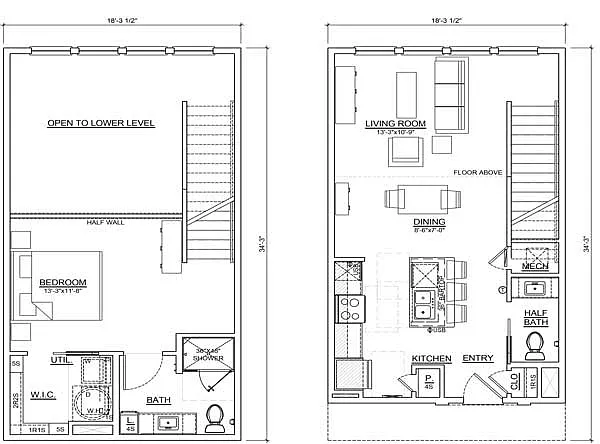 Floor plan Loft One bedroom/One and a Half Bath