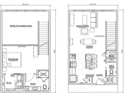 Floor plan Loft One bedroom/One and a Half Bath