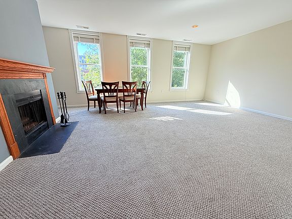 Living Room with working wood-burning fireplace