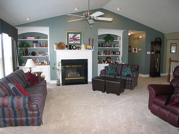 Great Room With Custom Bookshelves