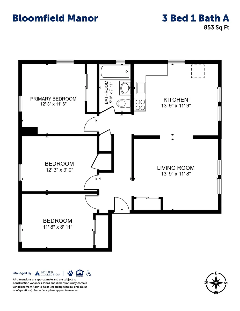 Floor plan 3 Bed 1 Bath A