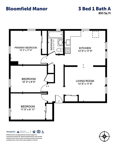 Floor plan 3 Bed 1 Bath A