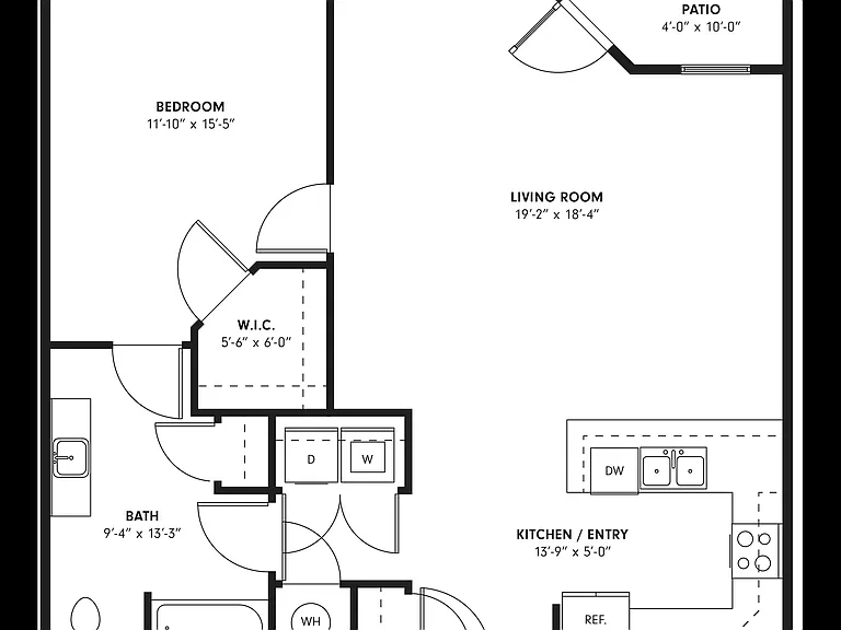 The Sycamore Floor Plan | One Bedroom and One Bathroom The Sycamore Floor Plan | One Bedroom and One Bathroom