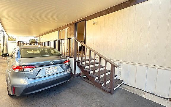 Front door and parking