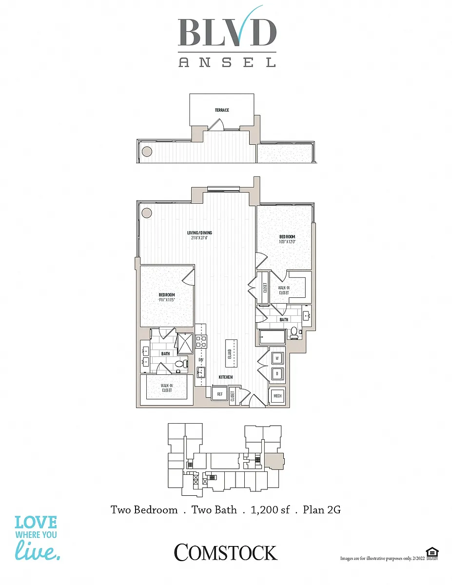 Floor plan 2 Bed/2 Bath 2G