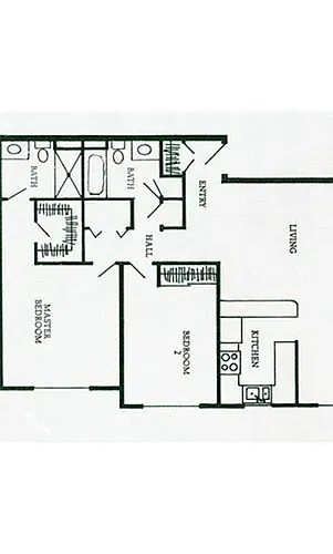 Floor plan 2 Bederoom 2 Bath