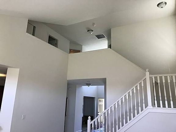 Looking up from living room