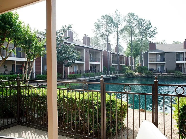 Patio to Pond | Trailpoint Apartments at The Woodlands