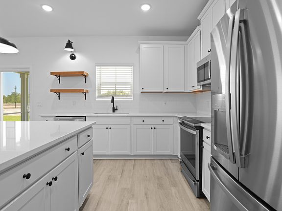 Kitchen with floating shelves