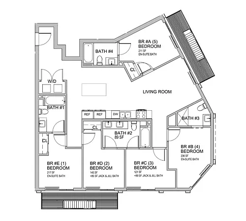 Floor plan Private Bedroom in a shared apartment