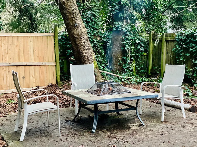 Cement patio, perfect for a bonfire area