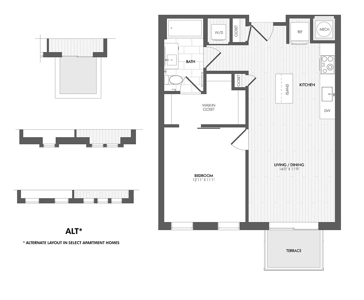 Floor plan Everton 1 Bed/1 Bath-1J