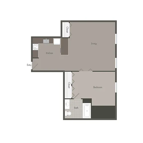 Floor plan 1 Bedroom 1 Bathroom H