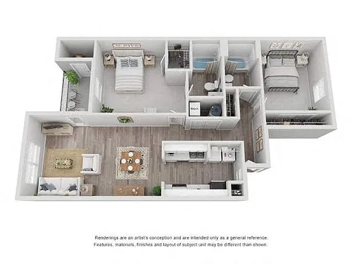 Floor plan LE2 - 2 Bed, 2 Bath