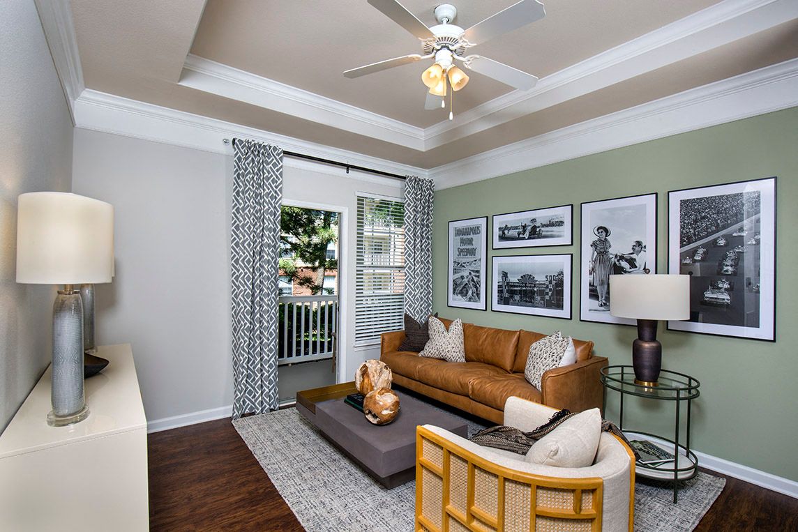 Bright Living Room with Crown Molding