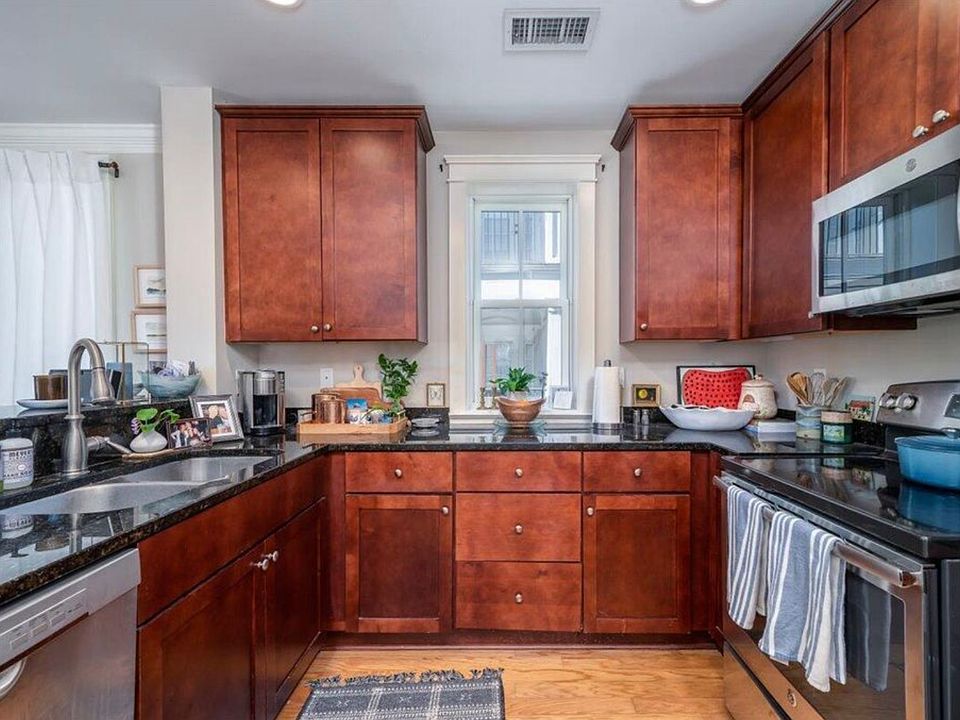 Kitchen with stainless steel appliances