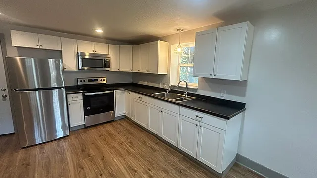Updated kitchen with stainless steel appliances