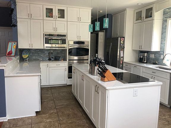 Designer kitchen. Glass tile