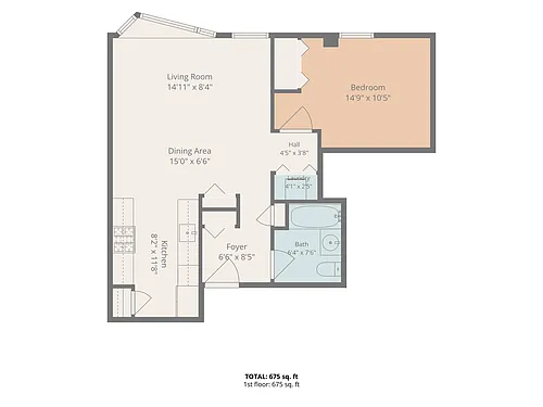 Floor plan 1 Bedroom 1 Bath