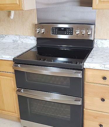 GE stainless double oven