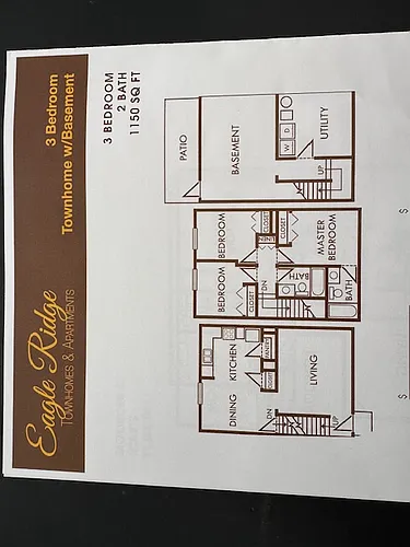 Floor plan 3 bedroom Town Home with basement