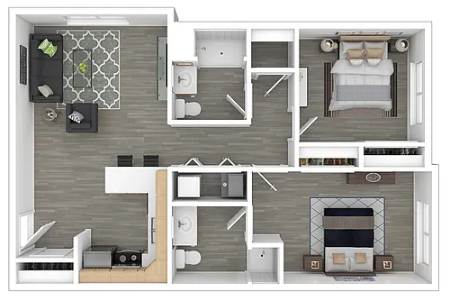 Floor plan 2 Bed 2 Bath B