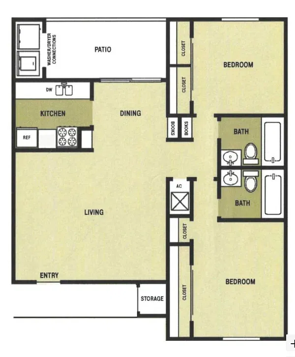 Floor plan B2 995sf 2/2
