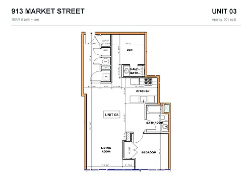 Floor plan 1 Bed plus Den