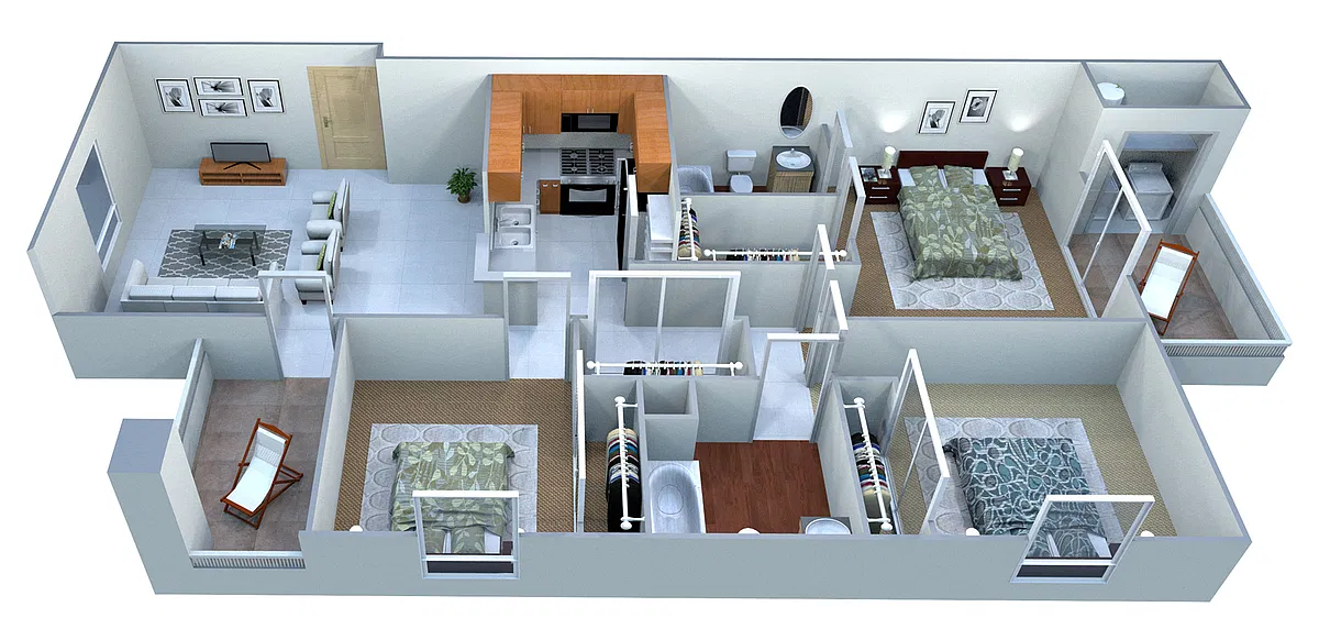 Floor plan 3 Bed 2 Bath B