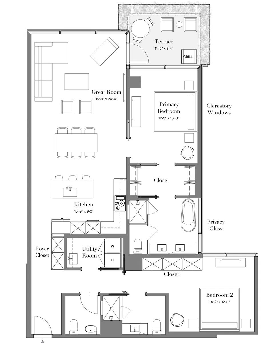 Floor plan 30 | 2B-04 | 2 Bed | 2.5 Bath