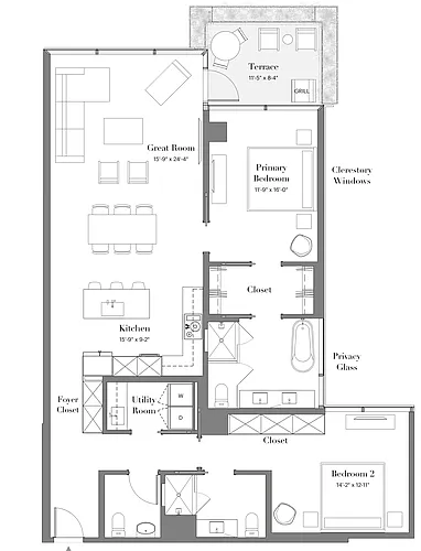 Floor plan 30 | 2B-04 | 2 Bed | 2.5 Bath