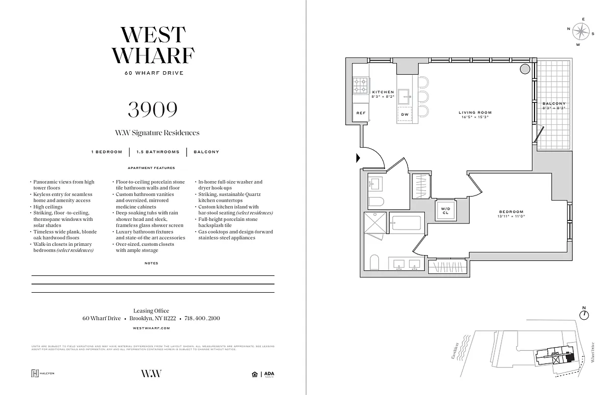 Floor plan 1 Bedroom / 1.5 Bathroom