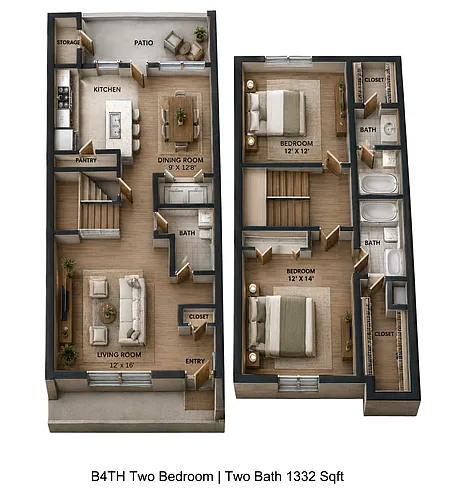 Floor plan 2 bedroom 2.5 bathroom