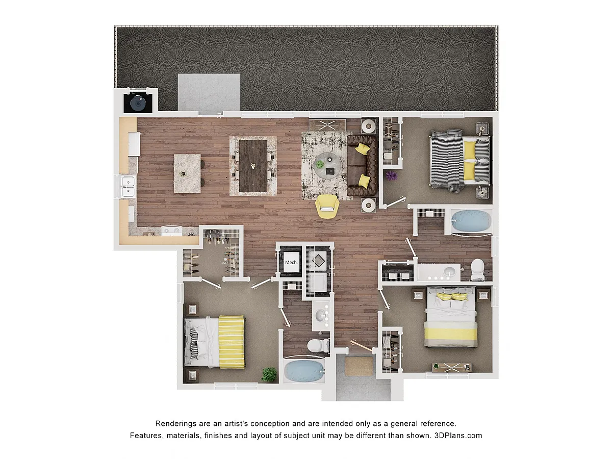 Floor plan 3AA (Wheelchair Accessible)