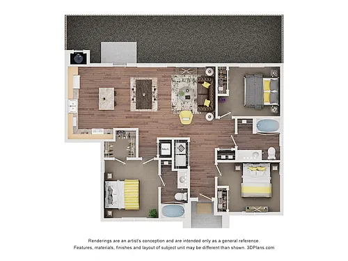 Floor plan 3AA (Wheelchair Accessible)
