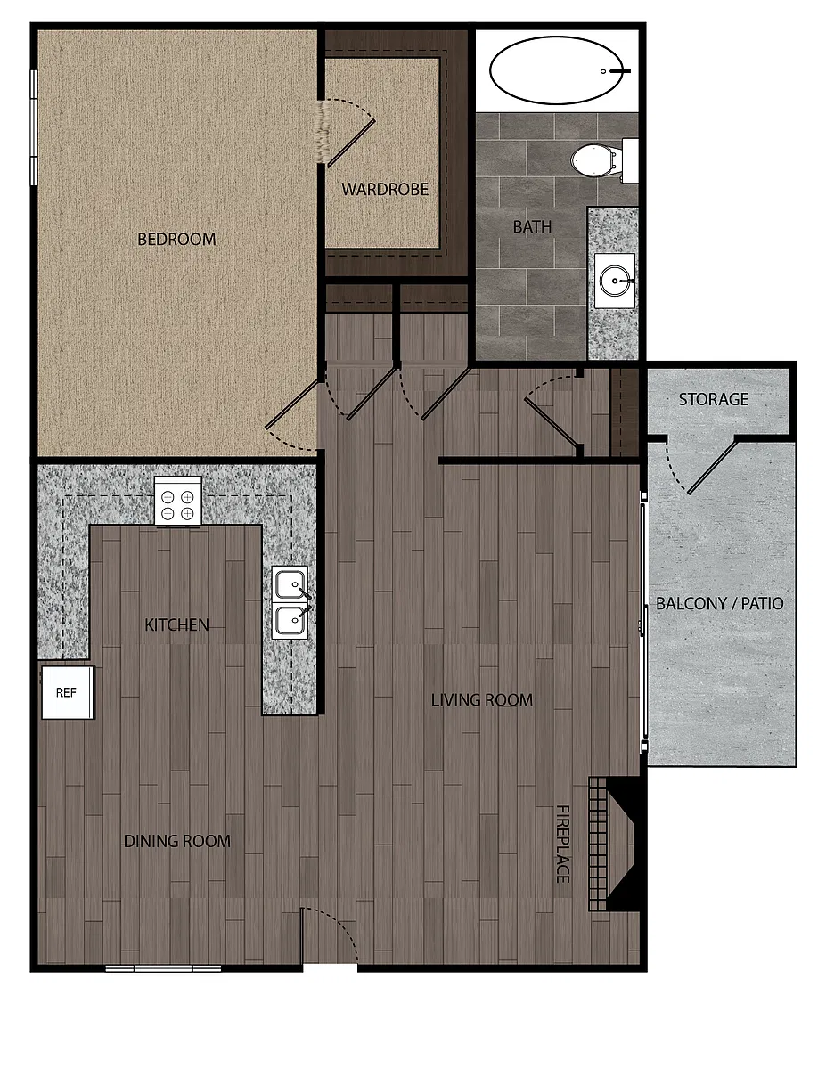 Floor plan 1 Bedroom 1 Bath