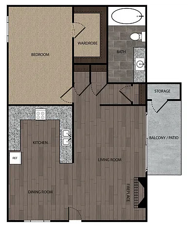 Floor plan 1 Bedroom 1 Bath