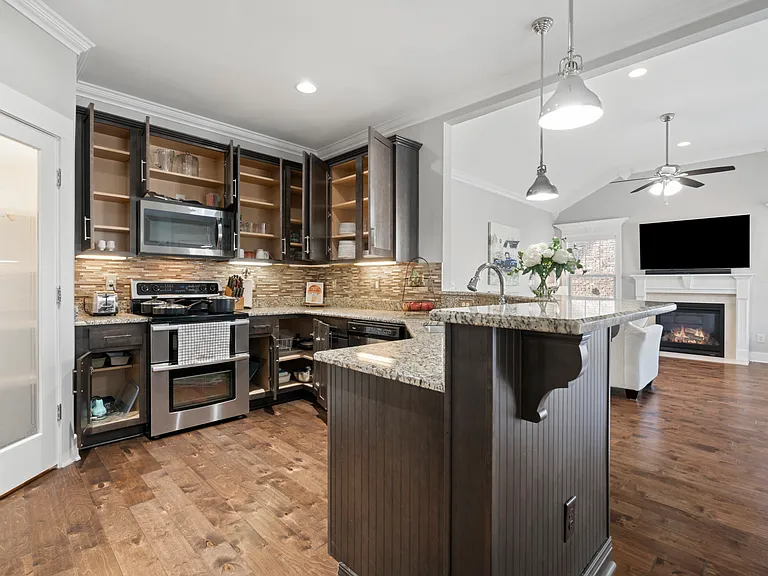 Stocked kitchen is ready for you to cook something delicious.