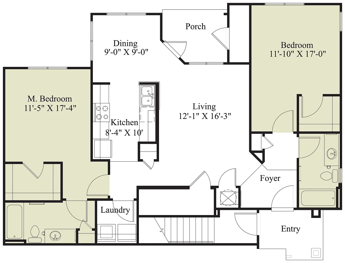 Floor plan 2 Bedroom - 2 Bathroom - A