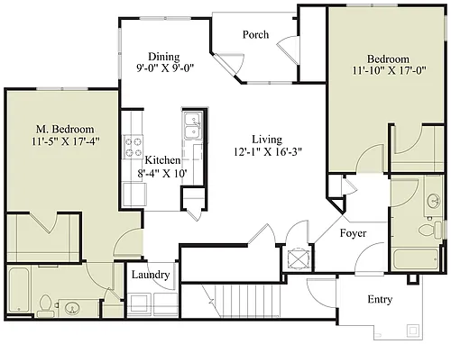Floor plan 2 Bedroom - 2 Bathroom - A