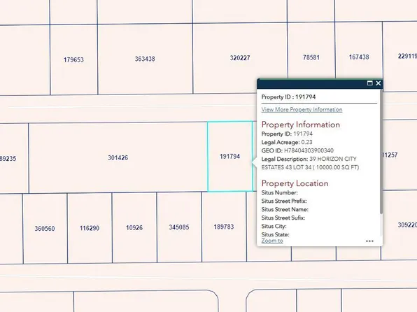 Pn 191794 39 Horizon City Ests Lot 34, El Paso, TX 79928