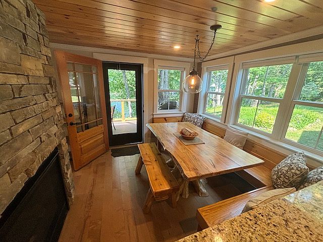 Custom Dining Room Table, walk out to your deck and 40 feet to the dock!