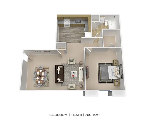 Floor plan One Bedroom - 700 sqft