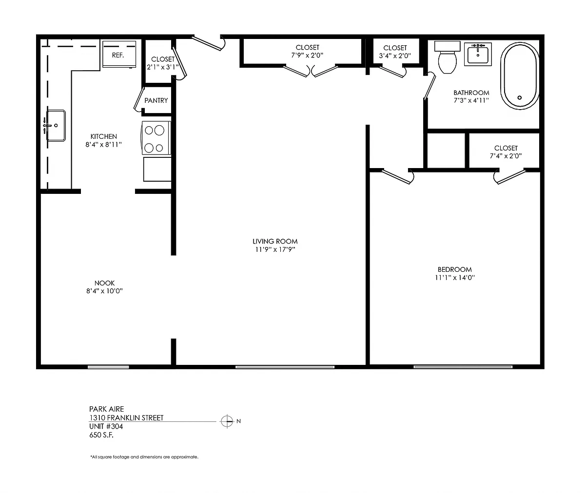 Floor plan 1 Bed x 1 Bath