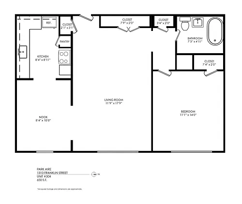 Floor plan 1 Bed x 1 Bath
