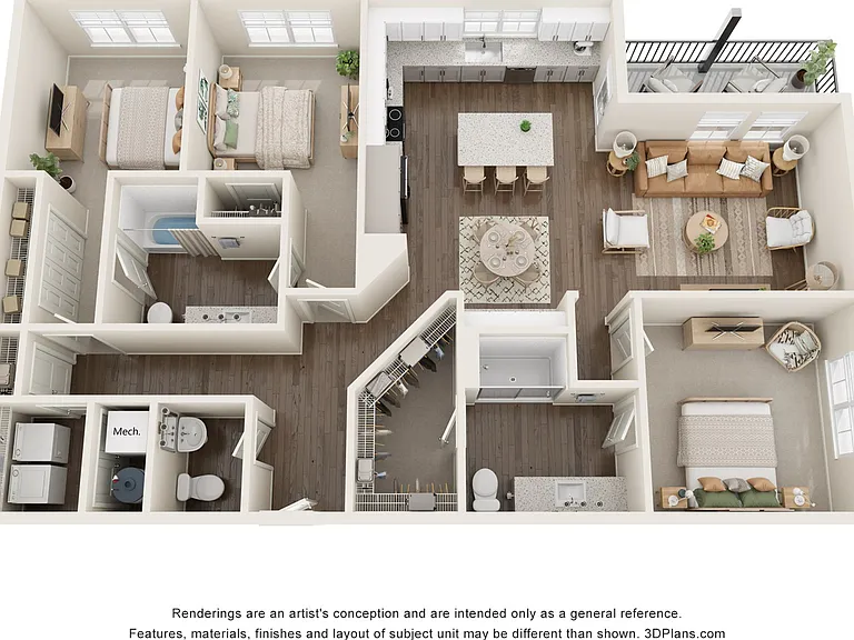 The Juliette | 3 Bed + 2.5 Bath Apartment | 1,538 SF The Juliette | 3 Bed + 2.5 Bath Apartment | 1,538 SF
