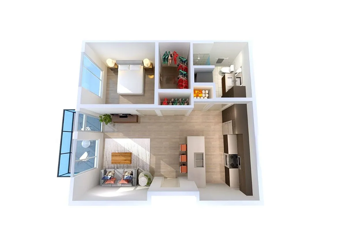 Floor plan 1 Bed 1 Bath K