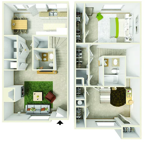 Floor plan Two Bedroom Townhouse