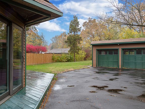 Backyard with 2-car garage