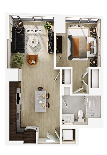 Floor plan 1 Bed/1 Bath-A4